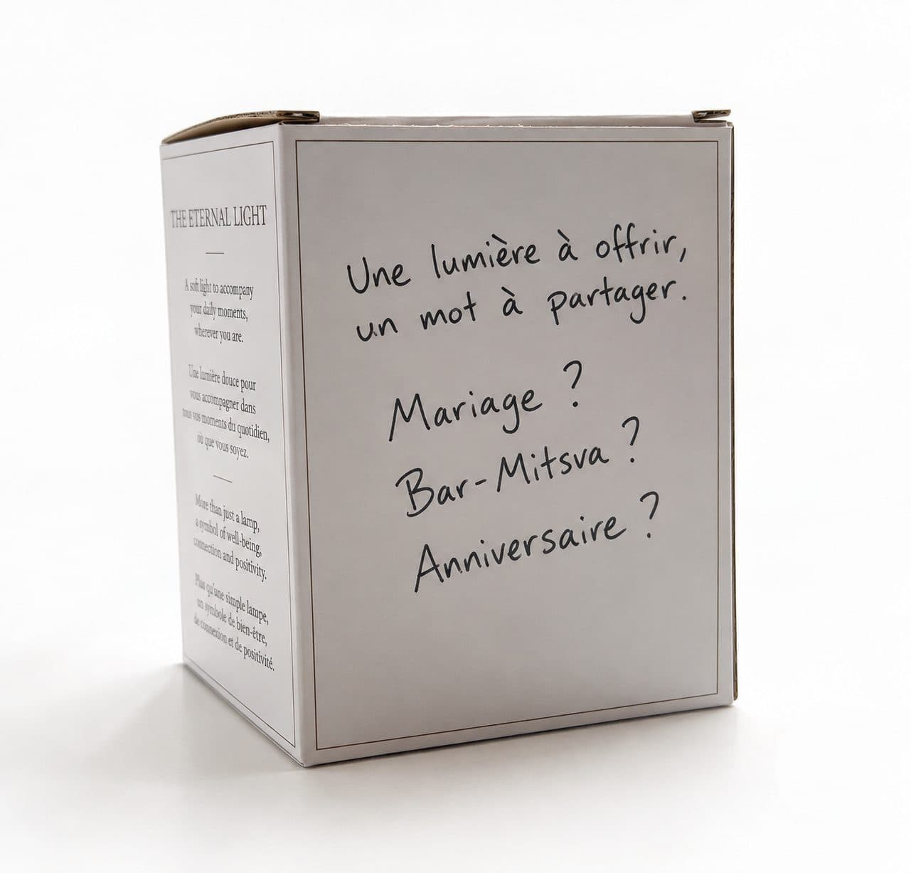 Coffret Ner Tamid, tranche avec message cadeau